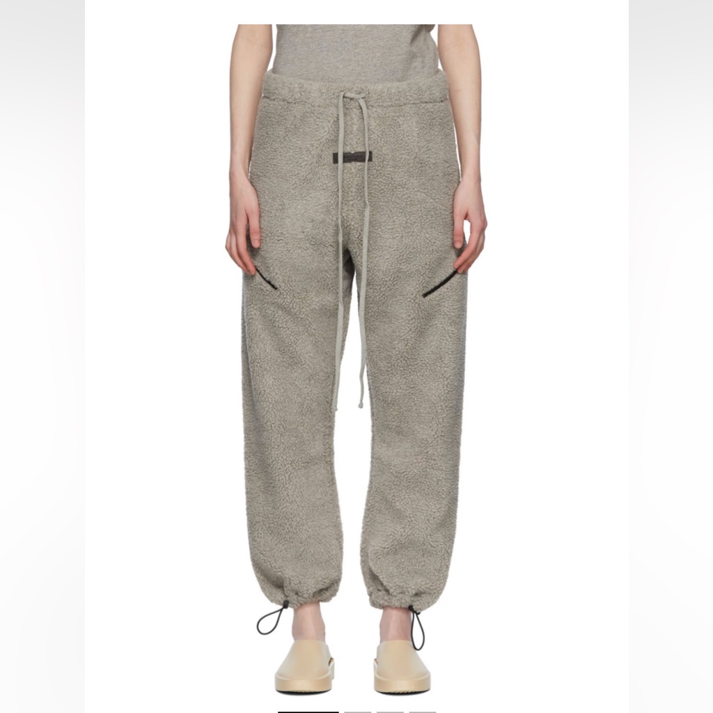 Nwot Fear Of God Essentials Gray Polyester Lounge Sherpa Pants, Size Xxs